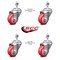 Service Caster 3 Inch Red Polyurethane Wheel Swivel 12mm Threaded Stem Caster Set SCC SCC-TS20S314-PPUB-RED-M1215-4 - alternate 2